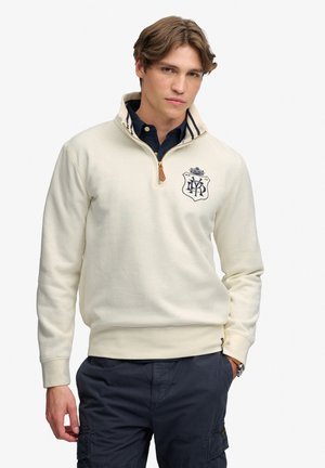 Superdry & Co, SUPERDRY GOTHIC VARSITY HALF ZIP SWEATSHIRT.. - Felpa - cream