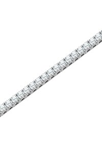 Sudraba rokassprādze ar iestiprinātiem caurspīdīgiem apaļiem kubiskajiem zirkoniem, kurai ir bezšuvju dizains un gluda, pulēta virsma.