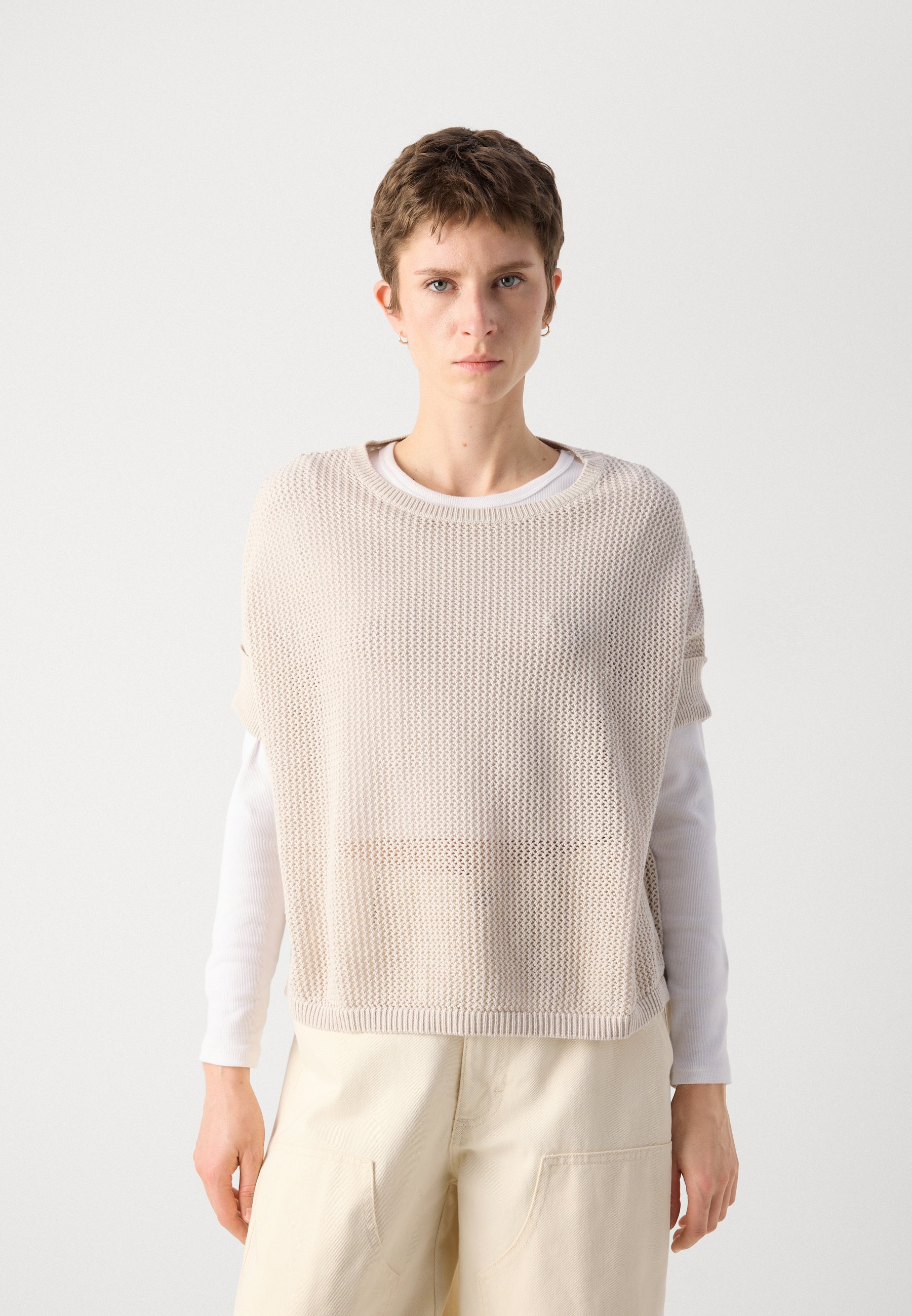 STONE ｜SHORT-SLEEVED ROUND NECK T-SHIRTS (2011A S SHORTSLEEVE ROUND NECK - Print T-shirt - stone