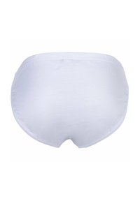 Slip bianchi in cotone con una texture liscia e morbida e una fascia elastica in vita, caratterizzati da un design semplice e senza cuciture e un taglio arrotondato sul retro.