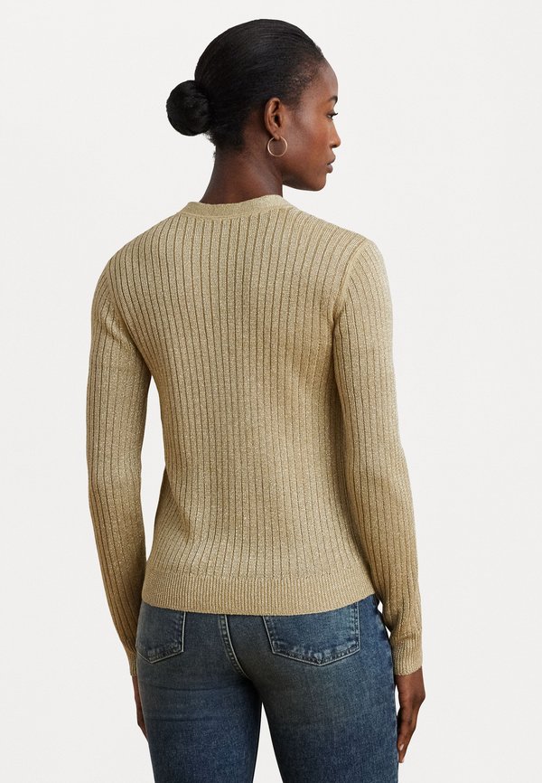 METALLIC LINEN BLEND RIB KNIT CARDIGAN - Cardigan - mineral gold2