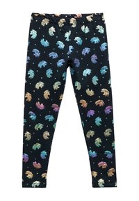 Zwarte leggings met een kleurrijk patroon van eenhoorns en harten. Gemaakt van zachte stof met een elastische tailleband voor extra comfort.