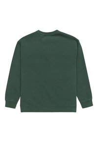 Mörkgrön sweatshirt med rund halsringning, långa ärmar och ribbade manschetter och nederkant. Tyget ser mjukt ut med en slät yta.