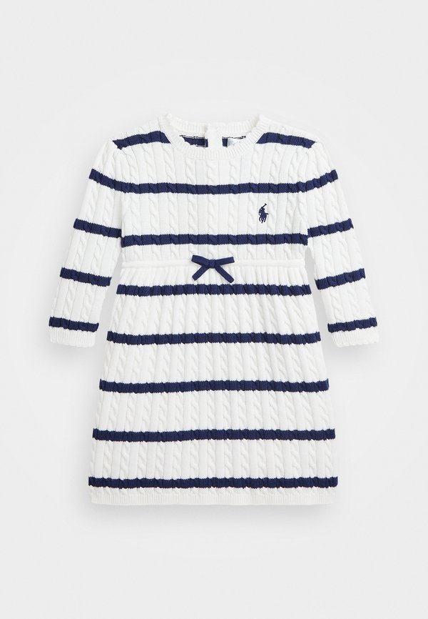 STRIPED CABLE KNIT COTTON SWEATER DRESS - Jumper dress - stripe
