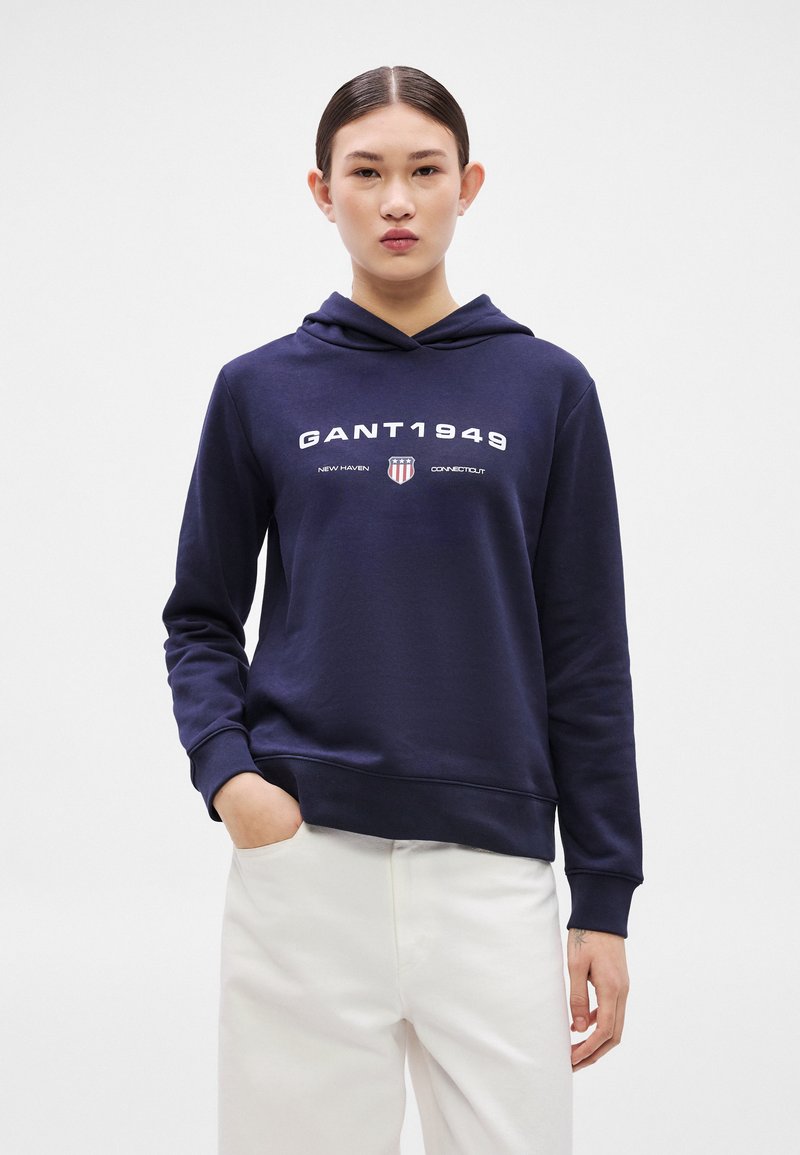 GANT GRAPHIC HOODIE - Mikina s kapucí - evening blue