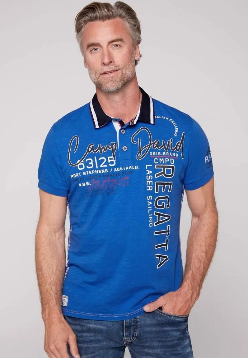 Camp David MIT ARTWORKS UND KONTRAST Poloshirt blu/coastal blue