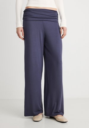 FOLDED WIDE YOGA TROUSERS - Pantaloni - dark blue