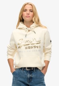 Superdry & Co EMBELLISHED VINTAGE LOGO GRAPHIC - Felpa con cappuccio - cream