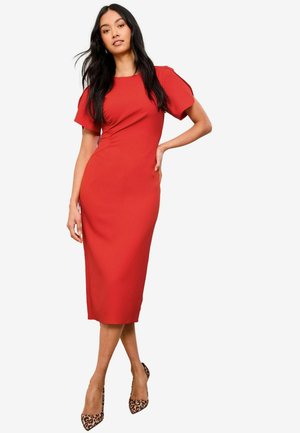 FIT - SHORT SLEEVE TAILORED WITH RUCHE DETAIL - Šaty do práce - red