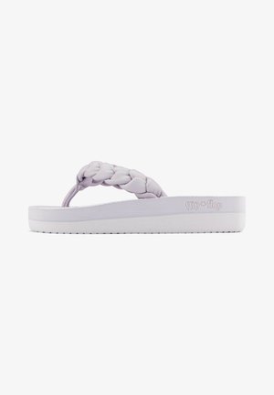Light purple flip-flop with a braided strap, textured outsole, and a thick white sole. Features embossed branding on the side.