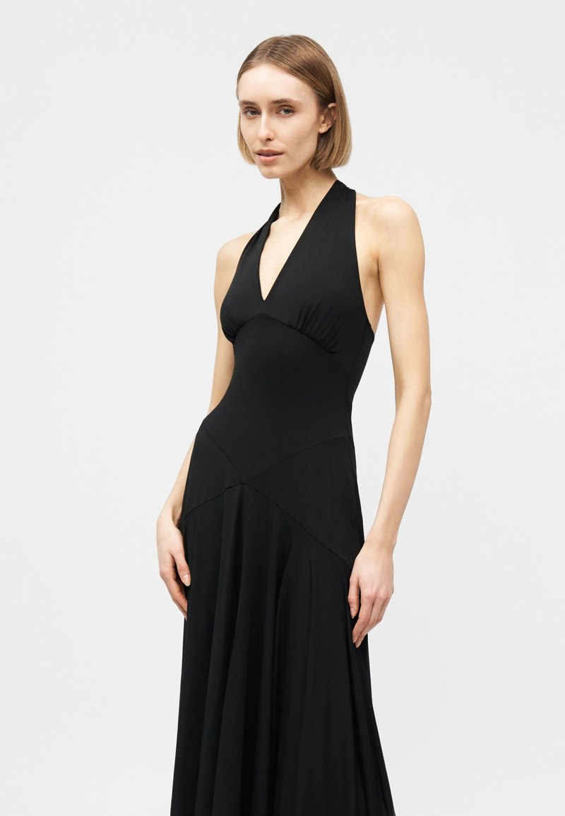 short backless halter dress Silk Halter Mini Dress with Scarf Neck Open Back Short Silk Dress Pink / XS main image 0