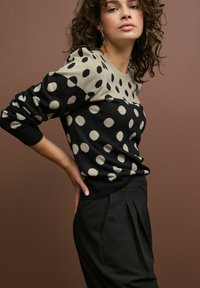 Next CREW NECK LONG SLEEVE PATTERN - REGULAR FIT - Strickpullover - black and neutral spot