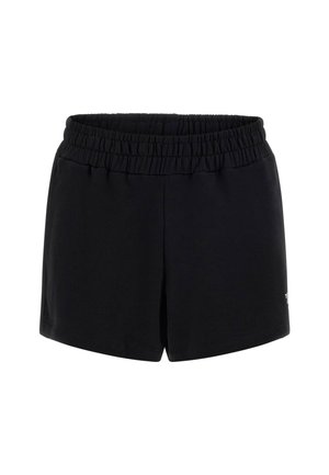 Mustread elastne vöökohtadega lühikesed püksid, millel on sile ja pehme tekstuur. Lihtne disain, taskuteta, millel on äärmisel osal diskreetne logode detail.