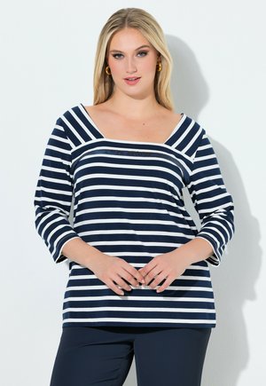 MIXED STRIPE SEQUINED TEE - Langærmet T-shirt - marine