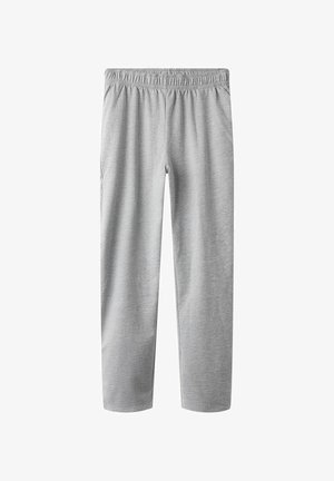 Gray sweatpants with an elastic waistband, made from soft fabric, featuring a straight cut and no visible pockets or embellishments.