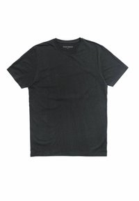 Black short-sleeve t-shirt made from soft cotton. Features a classic crew neckline and a smooth, even texture. No graphics or patterns.