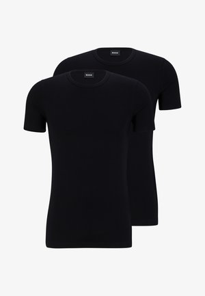 Du bijoti juodi trumpomis rankovėmis crew neck marškiniai, pagaminti iš minkštos, kvėpuojančios medžiagos. Sukurti su siauru siluetu ir minimaliais akcentais.