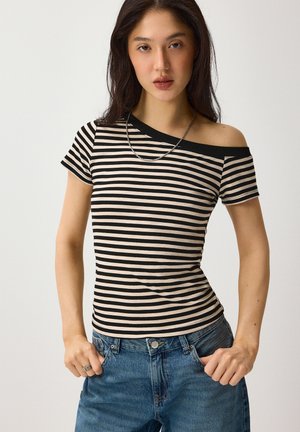 House, GESTREIFTES T-SHIRT - Tričko s potlačou - black