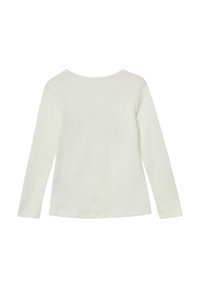Langärmliges weißes Oberteil aus weichem Material, mit Rundhalsausschnitt und ohne sichtbare Muster oder Akzente.