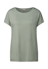 Ljusgrön T-shirt med kort ärm tillverkad av mjukt tyg. Har rund halsringning och en lös passform, utan synliga mönster eller detaljer.