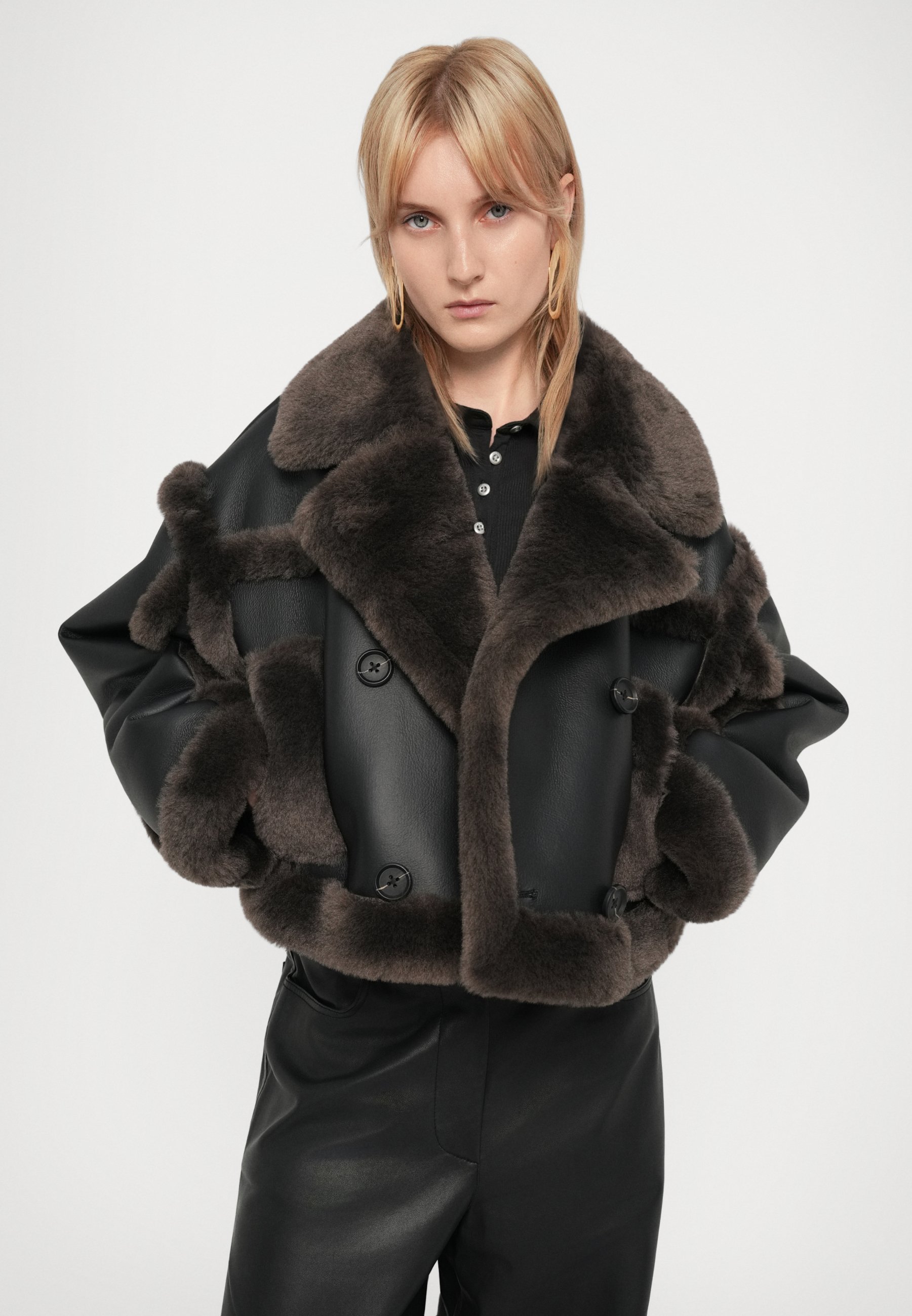 STAND STUDIO KRISTY - Kurtka ze skóry ekologicznej/czarny - Zalando.pl