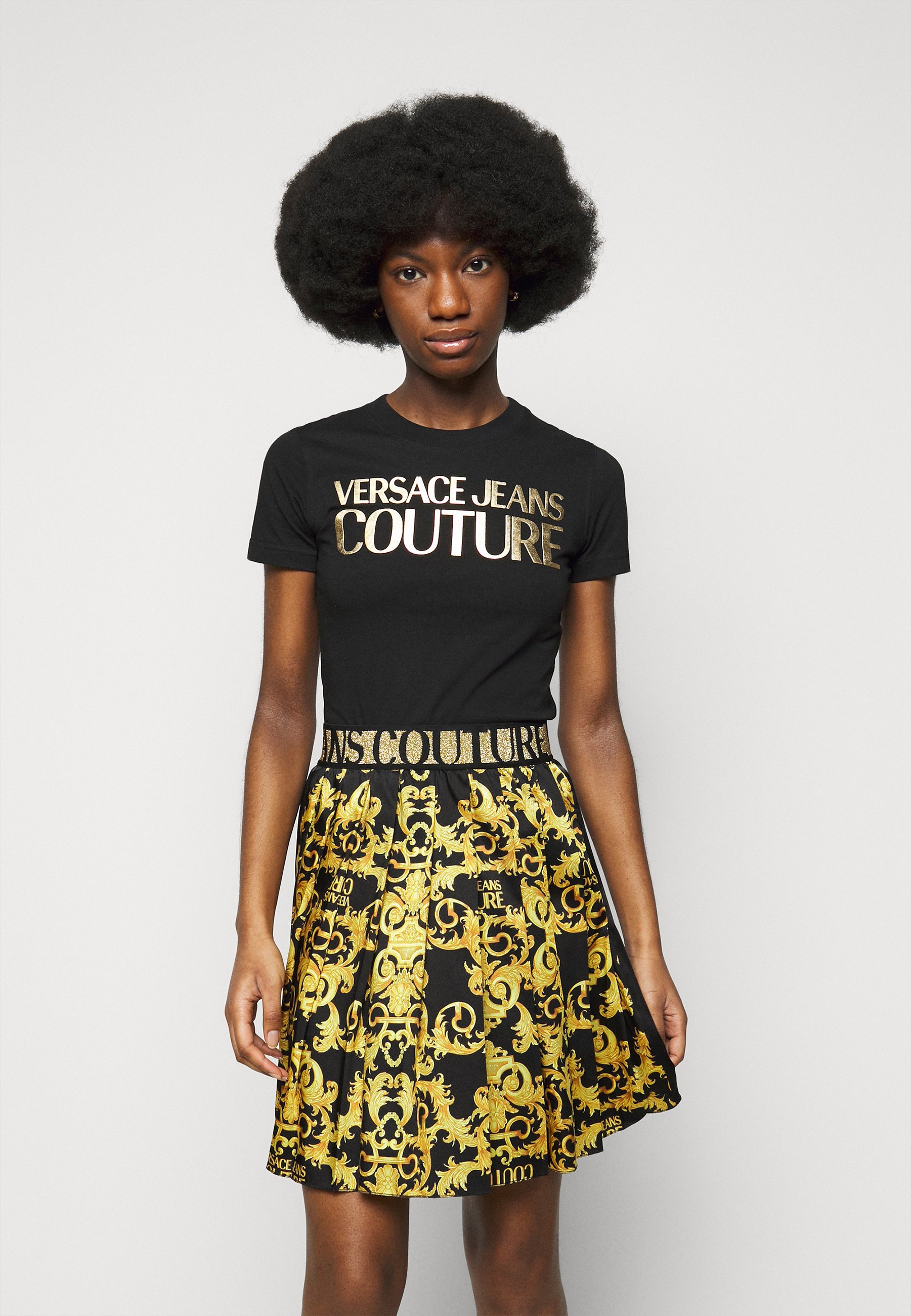 versace skirt and top