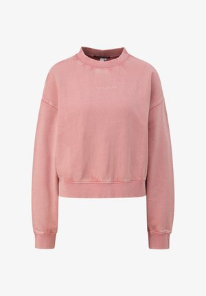 Ružičasti dugih rukava skraćeni dukserica s rebrastim manžetama i rubom, koja na prsima ima mali bijeli natpis "The OS Love Club".