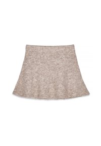 Stickad beige kjol med en utställd silhuett, som har ett texturerat tyg med subtila variationer, samt ett midjeband för en bekväm passform.