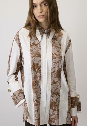 LACE PATTERN BHIRT WITH WIDE CUFFS - Skjortebluser - beige