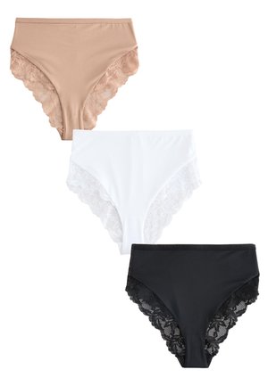 Next, HIGH RISE HIGH LEG FIT - MICROFIBRE & LACE HIGH WAIST KNICKERS 3 PACK . - Briefs - black/white praline/nude