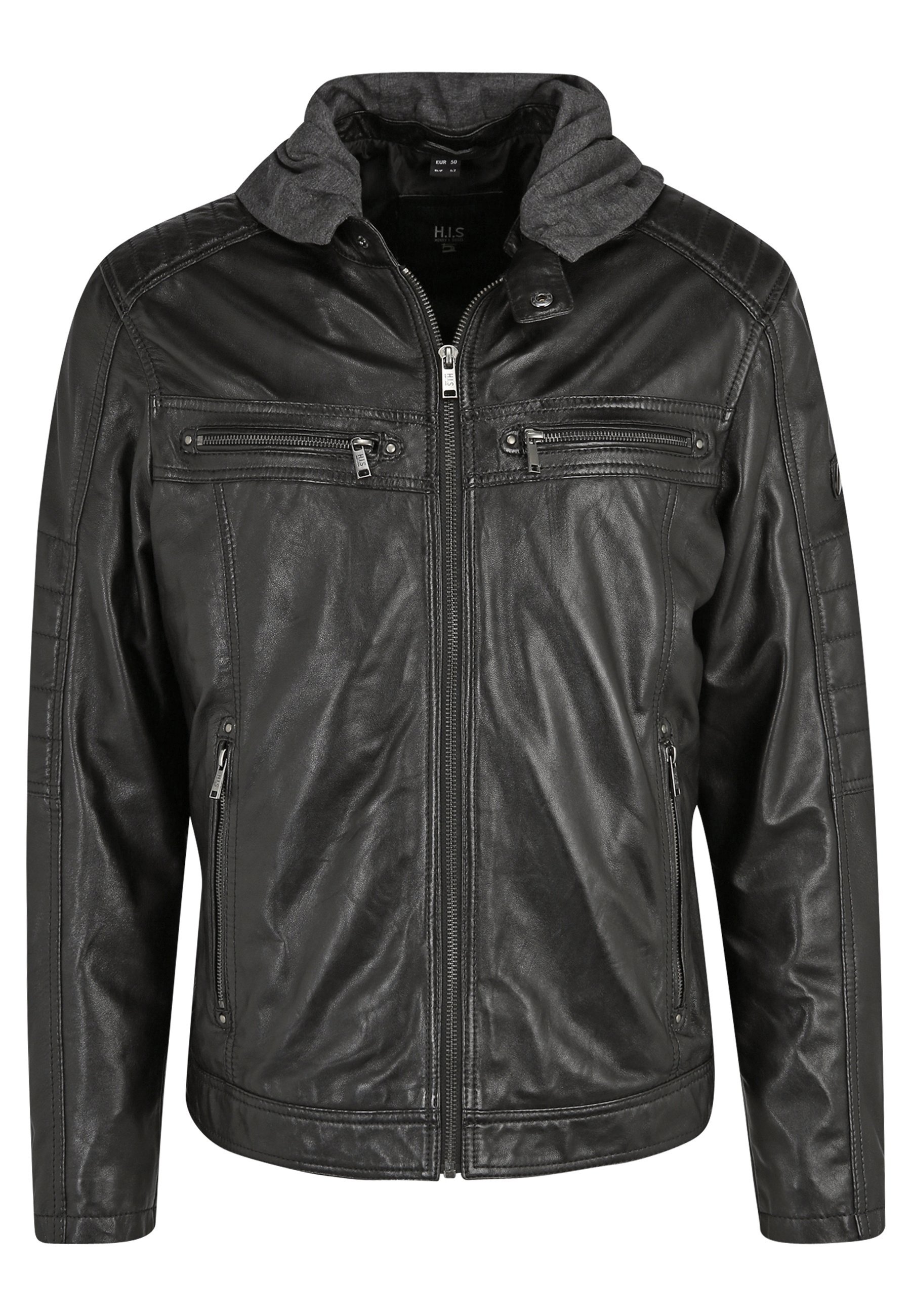 H.I.S Leather jacket - schwarz/black - Zalando