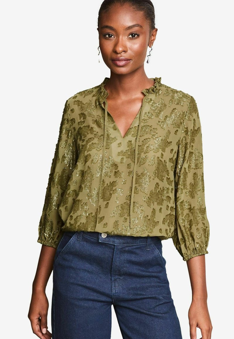 Lipsy REGULAR FIT - 3/4 SLEEVE METALLIC - Bluse - khaki green