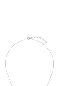 Silverfärgad kedjehalsband med en delikat design, subtil textur, låsning, och en justerbar kedjelängd med en hängande detalj.