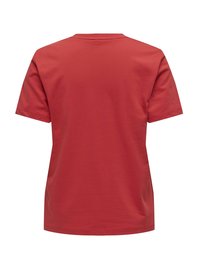 Rød kortærmet t-shirt med rund halsudskæring. Lavet af bomuld, med en glat tekstur og en afslappet pasform. Ingen synlige mønstre eller accenter.