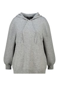 Grijze hoodie met een capuchon met trekkoord, oversized pasvorm, lange mouwen en geribbelde boorden. Gemaakt van zachte, getextureerde stof.