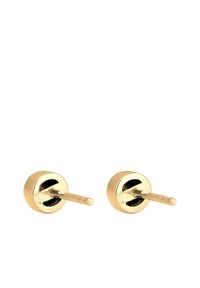 Clous d'oreilles en métal doré avec un design circulaire, présentant une finition brillante et un petit tige pour la fixation. Marqués "925" pour la teneur en argent.