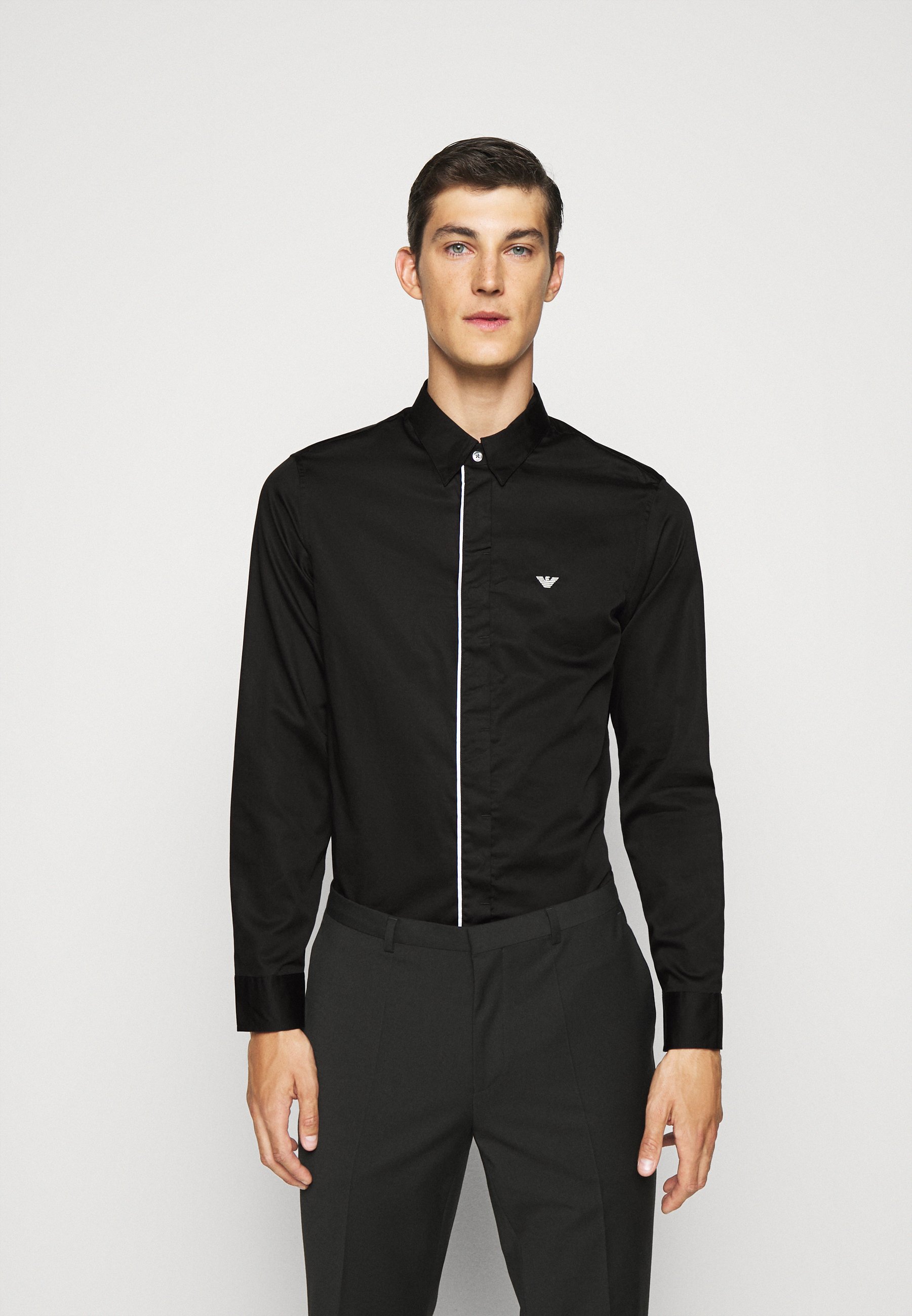 camicia nera uomo armani