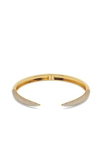Gul handledband med en elegant, öppen design, prydd med små klara ädelstenar längs kanterna för en glittrande detalj.