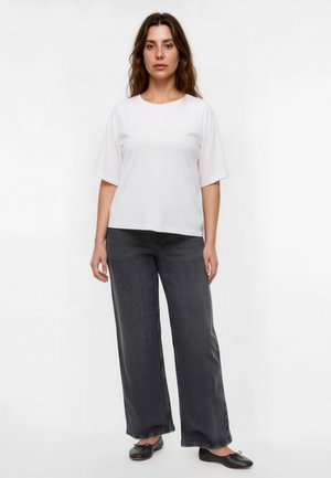 Vero Moda Curve Wide-fit VMCMIRA Mid rise Wide Fit - Cropped - Vaqueros boyfriend - medium grey denim