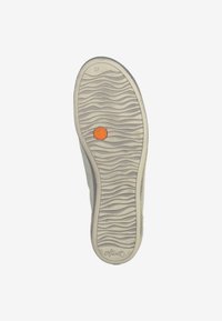 Suola della scarpa con onde testurizzate, colore crema e un accento arancione circolare. Taglia 37 contrassegnata sul bordo superiore. Logo del marchio Softina visibile.
