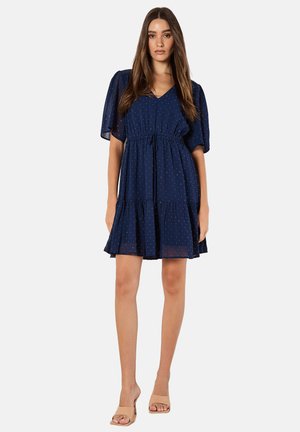 TIE-WAIST RUFFLE - Day dress - navy