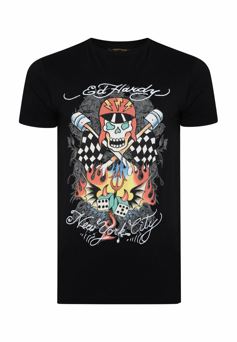Ed Hardy SKULL-RACER T-shirt imprimé black/noir