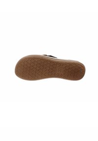 Semelle de chaussure en caoutchouc marron avec un motif texturé en forme de losanges pour l'adhérence. Taille marquée comme 37. Design plat, sans accents ni détails visibles.