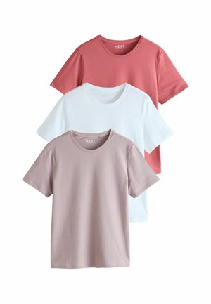 Next, REGULAR FIT - SLIM FIT CREW NECK T-SHIRT 3 PACK - T-Shirt basic - red mauve white