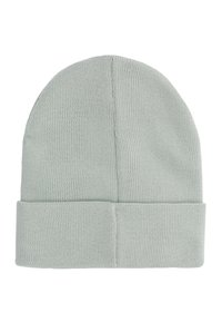 Jasnozielona dziergana czapka beanie z podwiniętym mankietem, wyróżniająca się żeberkową teksturą i gładkim wykończeniem. Idealna do codziennych stylizacji w chłodniejsze dni.