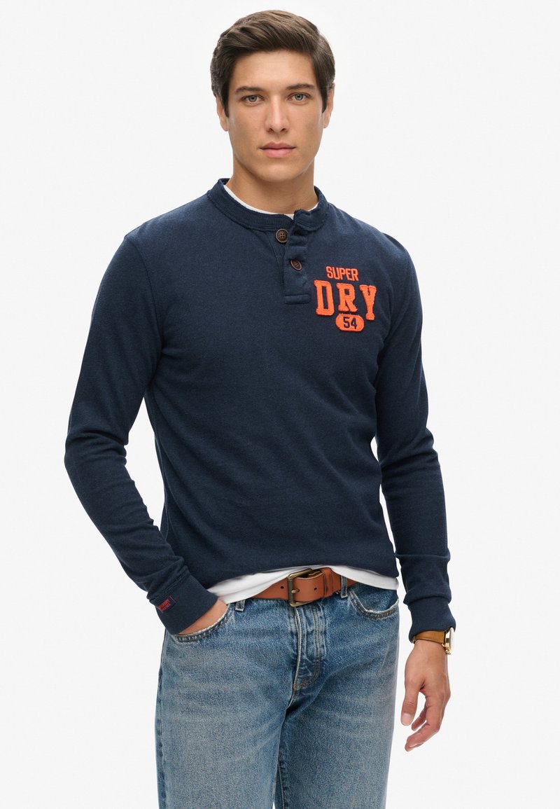 Superdry & Co VINTAGE ATHLETIC GRANDAD - T-shirt à manches longues - trench navy marl