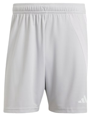 Hvide atletikshorts med elastisk taljebånd og sidelommer, med et lille Adidas-logo på det nederste højre ben.