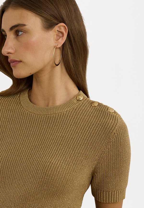 METALLIC RIBBED SHORT SLEEVE SWEATER - Print T-shirt - relic gold2