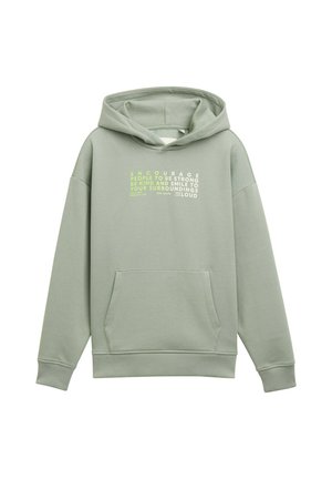 Felpa verde chiaro con tasca frontale, caratterizzata da testo bianco e verde neon. Realizzata in tessuto morbido e liscio, con una vestibilità comoda e cappuccio regolabile.