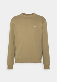 Felpa verde oliva in cotone con colletto rotondo, polsini e orlo a costine, caratterizzata da un piccolo testo bianco "TIGER OF SWEDEN" sul davanti.